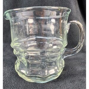 West Virginia Bamboo Shaped Pitcher Handblown Clear Glass Pitcher Carafe